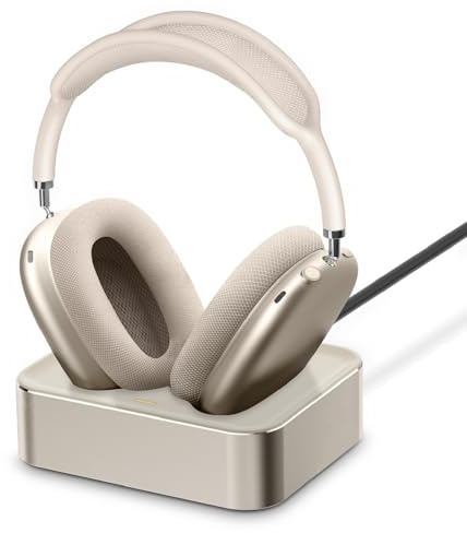 Kopfhörer-Ladestation für AirPods Max 1 & 2 – Magnetische Ladestation mit Lightning- & USB-C-Anschlüssen, LED-Anzeige, einfaches Drop-In-Laden (Starlight)