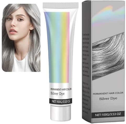Natural Essence 2-in-1 Extract Cream - Metallic Silver Gray Hair Dye for Glossy Conditioning and Easy Grey Hair Color