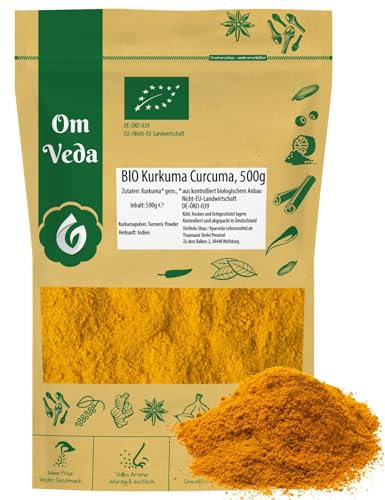 Kurkuma Pulver BIO 500g | Curcuma Kurkumawurzel gemahlen | Gewürzpulver Gelbwurz Turmeric Powder | Herkunft Indien | Organic Bio-zertifiziert DE-ÖKO-039