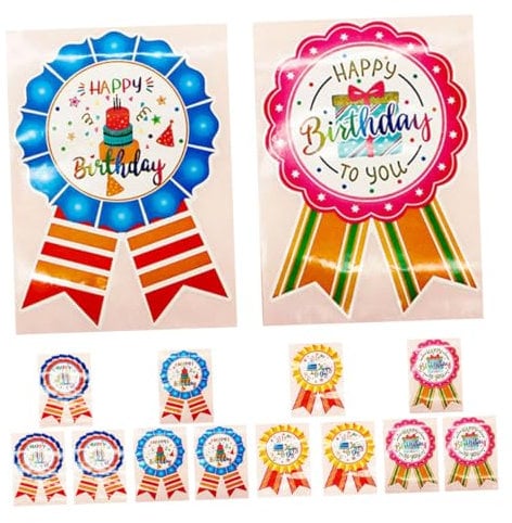 Housoutil 100stücke Teiliges Happy Birthday Abzeichen Aufkleber Für Junge Mädchen Selbstklebende Sticker Zur Party-dekoration Für Geschenke Und Klassenzimmer-deko Langlebige Und Detaillierte