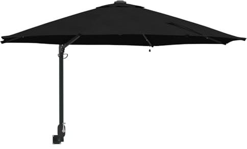 vidaXL Parasol Mural de Jardin avec LEDs Noir 248 cm