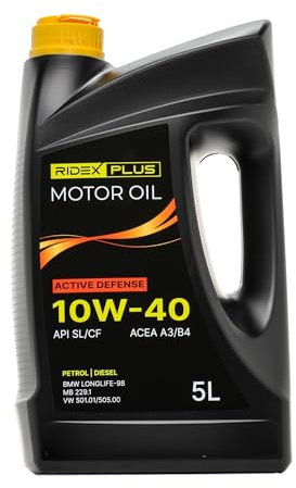 RIDEX PLUS Active Defense 10W-40 Motoröl, Teilsynthetiköl Motorenöl ACEA A3/B4, 5L