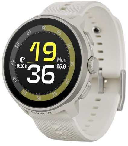 SUUNTO Run Running GPS Sports Watch with Silicone Strap, 1.32 AMOLED Touchscreen w/Crown Button, Wrist Heart-Rate & Sleep Health Tracking, Frost Gray
