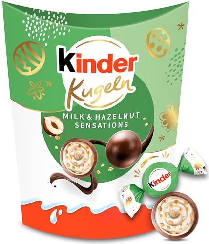 kinder Kugeln Milk & Hazelnut Sensations | Ostersüßigkeiten für die Ostereier-Suche | Vollmilch-Schokolade mit cremiger Milchfüllung & Haselnuss-Stückchen zu Ostern, Osterschokolade, Ostergeschenk 90g