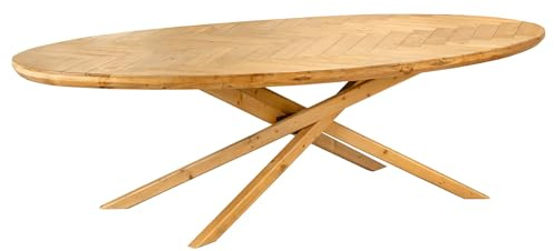 Riess Ambiente Ovaler Esstisch Wood Sculpture - 240cm - Natur - massives Pinienholz recycelt Sterngestell Tisch Massivholz
