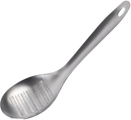 Ingwerreibe, Edelstahl Knoblauchreibe, Handreibe Löffelförmige Mühle, Muskatreibe, Zitronenreibe, Multifunktionale Küchenreibe mit Aufhängeloch, Reibe Edelstahl Löffel, 21,8 x 7,1 cm