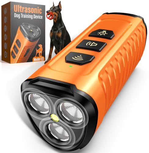 Cbersmg 3X Ultrasonic to Stop Barking Neighbors Dog, Portable Anti Barking Device Dog Bark Deterrent Device 50ft Range 5 Modes, Flashlight & Beep Safe & Effective for Small, Medium & Large Dogs