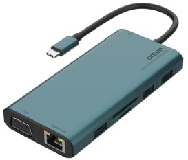 Onten USB C Hub 12in1, Docking Station mit 2X HDMI 4K, 100W Power Delivery, 3X USB 3.0, Gigabit LAN, VGA 1080P, SD/TF Kartenleser, Audio – MacBook Pro/Air, Windows, Tablets