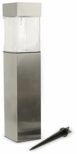Grundig 871125290049, LED-Solarlampe/quadratisch, Stahl, Silber/Weiß, 5.5 x 5.5 x 39 cm