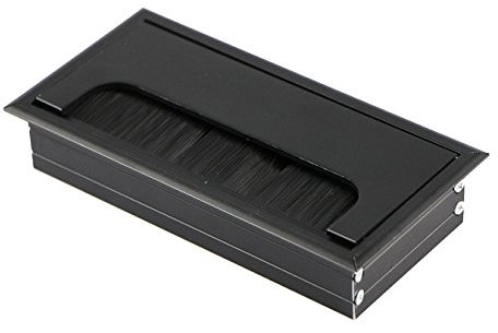 UOOOM 160 x 80 mm Computer Table Metal Grommet Desk Cable Tidy Black Wire Hole Cover (Black)