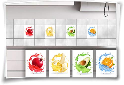 Medianlux Fliesenaufkleber Früchte Obst Banane Mango Orange Aufkleber Fliesen Kachel Dekor Küche Bad WC, 10x15cm