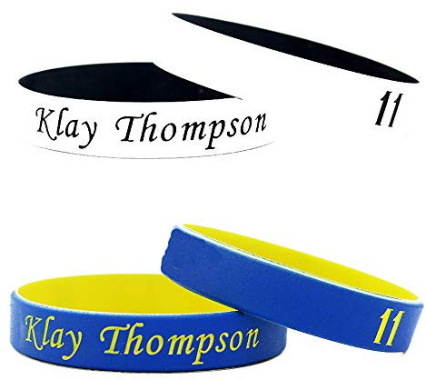 Lorh's store Basketball Stern Unterschrift doppelte Farbe Fans Armbänder Sport absorbieren Schweiß Silikon Armband 4 Stück (Klay Thompson)