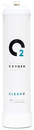 ClearO2 Cylindre d'oxygène de remplacement 110L | Oxygène respirable pur dans une bouteille légère et jetable en acier | Fabriqué en Grande-Bretagne