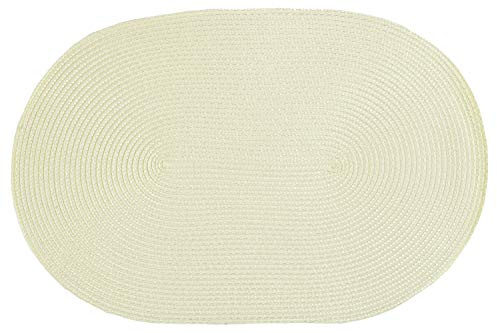 Haus und Deko Platzset Polypro oval ca. 45 x 30 cm Ecru Platzdeckchen Tischset geflochtene Bast-Optik