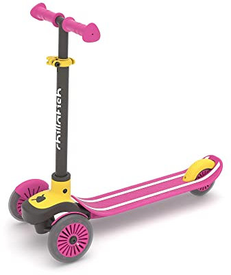 Chillafish Scotti 3-Rad leicht lenkender Tretroller mit Twintip Antirutschdeck und integrierter Bremse, einstellbare Höhe für alle Kinder ab 3 Jahren, Rosa