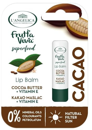 L'Angelica, Lippenbalsam aus Baumwolle und Mandel, 12 Packungen mit sicheren und natürlichen Inhaltsstoffen, schützt vor Kälte und Sonne, dermatologisch getestet, ohne Mineralöle, Farbstoffe und