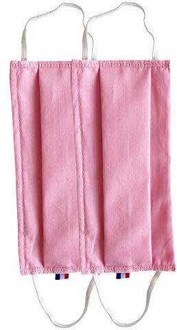 ALEX(E) Lot de 2 Masques de protection, Coton Popeline, Made in France, Taille Adulte (Rose)