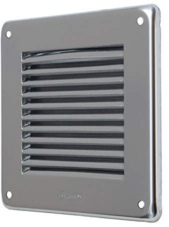 La Ventilazione GIN10 Griglia di ventilazione quadrata in Acciaio Inox430 da Sovrapporre. Dimensioni 140x140 mm