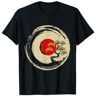 Bonsai-Baum in japanischem Zen-buddhistischem Enso-Kreis T-Shirt
