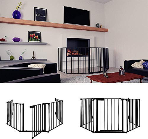 Sicherheitsgitter für Kinder – Kaminschutzgitter – 300 cm – 5 Paneele – Material: Q195 Stahl und ABS Kunststoff (schwarz)