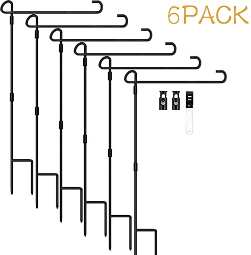 Supporto per bandiere da giardino, confezione da 6 aste da 34,3 cm di larghezza, 12 x 18 cm, con clip anti-vento per giardino all'aperto