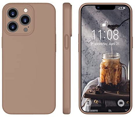 ORDA für iPhone 13 Pro Hülle Silikon Case, Handyhülle für iPhone 13 Pro mit Soft Microfiber, Flüssig Silikon Gel Gummi Kratzfeste Case Schutzhülle Matt Hülle für iPhone 13 Pro 6.1'' 2021 Braun