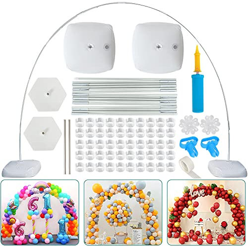 Kit Arco per Palloncini, 77 Pezzi Kit per Arco per Palloncini DIY Strumento Decorazione Dimensioni Regolabili con Base per Sacca D'acqua Bastoncini in Fibra Adatti Compleanni Matrimoni e Feste Varie
