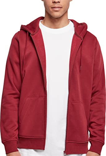 Build Your Brand Herren Sweatshirtjacke Heavy Zip Hoody, Farbe Burgundy, Größe L