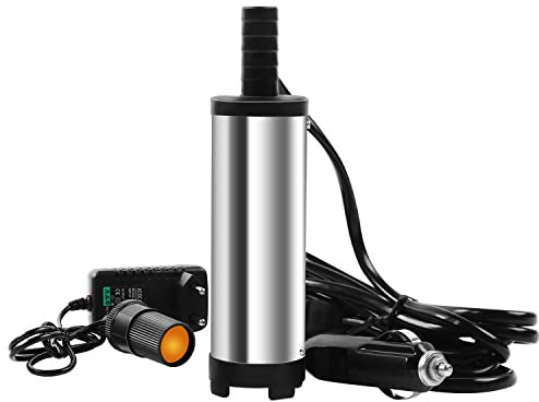 MaxAwe Bomba sumergible CC 12 V 38 mm, bomba de aceite diésel a 8500 rpm, mini bomba de agua con filtro de malla para coche, caravana, barco marino