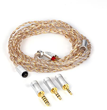 Linsoul Tripowin Petrichor - Cavo audio HiFi a 4 nuclei, 26 AWG, OCC Cooper, placcato argento + OCC placcato oro, con spina staccabile 3 in 1 da 2,5 mm/3,5 mm/4,4 mm