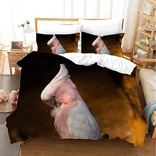 LUYAPOND Bettwäsche 155x220 Weißer Kakadu Flauschig und Weich Mikrofaser Bettbezug Set - 1 Bettbezüge mit 2 Kissenbezug 80x80 cm für Teenager Kinder Mädchen Jungen