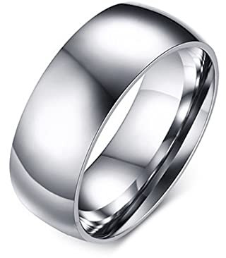 Gualiy Ring Herren Silber, Männer Ringe Edelstahl Silber Polierter Ring Breit 5mm Ringe Größe 67 (21.3)