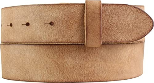 BELTINGER Wechselgürtel aus weichem Vollrindleder Used-Look ohne Schnalle 4 cm | Druckknopf-Gürtel für Damen Herren 40mm | Vintage-Look | Tabac 90cm