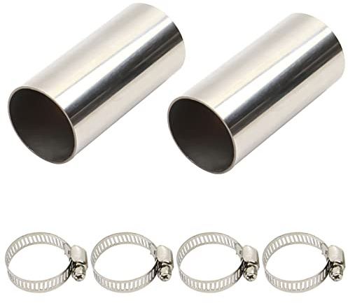 hifrom Auspuffschelle Doppelschelle Auspuff Edelstahl Rohrverbinder Abgasanlage Auspuff Adapter Bandstahl Schellen Rohr Rohrverbinder 50mm Länge, ø24mm