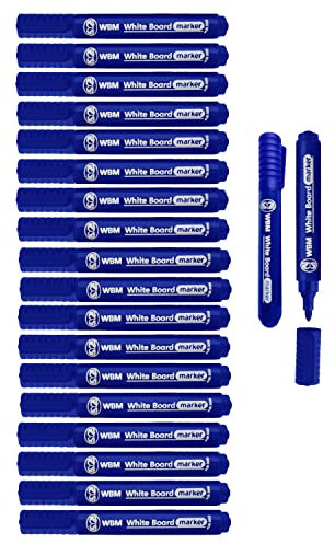 M1SS Pack of 60 Blue Whiteboard Markers Dry Wipe Pens 2mm Bullet Tip No Toxic Tip Writing on Whiteboards, Planner, Glass, Dry-Erase Boards for School Office Home