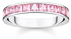 Thomas Sabo Damen Ring aus 925er Sterling-Silber mit Zirkonia in Pink, Gr: 54, TR2358-051-9-54