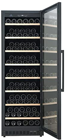 Cavecool Affection Onyx Essential Edit CC428SB-SE - Weinkühlschrank - Schwarz - 171 Flaschen - Freistehender Kühlschrank 1 Zonen - LED-Licht - dB 43 - Kühlschrank mit Glastür - Dänisches Design