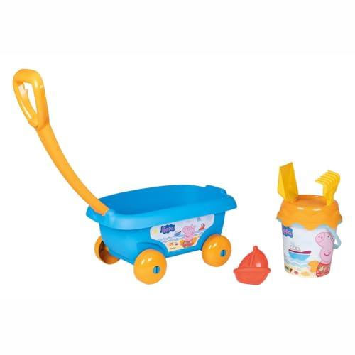 Smoby - Peppa Pig Pig Schwein Streitwagen garniert: Eimer + Sieb + Schaufel + Rake + Sandform