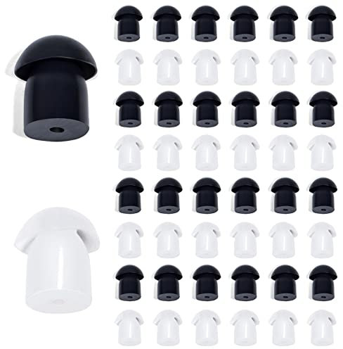 HYSHIKRA Ersatz Weichgummi Pilzkopfhörer Ohrstöpsel Kompatibel für Motorola Baofeng Kenwood Yaesu Sprechfunkgerät Covert Acoustic Air Tube Ohrhörer Headset (50 Stück, Schwarz und Weiß)