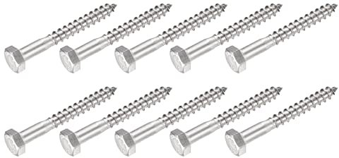 METALLIXITY Hex Tirefond Vis (M6x50mm)10pcs, 304 Inox Acier Autotaraudeurs Bois Boulons - pour Ménage Applications