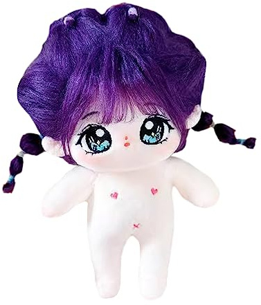 niannyyhouse Bambola di peluche da 20 cm, capelli viola, corpo umanoide imbottito, senza attributo, 20,3 cm, corpo normale, indossabile, regalo per vestire (2 con scheletro)