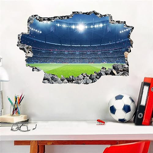 ANHUIB 3D Fussball Wandtattoo - Wandaufkleber für Kinderzimmer, Jugendzimmer Junge Teenager - Wandsticker Fußball für Wohnzimmer, Schlafzimmer Deko