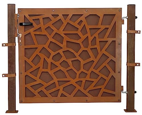 ESTEXO Gartentor Gartentür Rost Zauntür Hoftor Hoftür Gartenpforte Gartenzaun Garten (Gartentor Design / 80 cm)