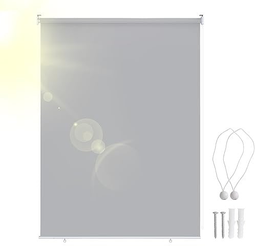 Ikodm Toldo Vertical de 180 x 140 cm,protección Solar, protección contra el Viento, Estor Lateral, sombreado, Resistente a la Intemperie, para Balcones, terraza, Gris Claro