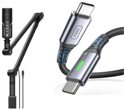 Sennheiser Profile Streaming Set mit USB Mikrofon, Boom Arm und Tasche & INIU USB C Kabel, 100W [2m] 5A PD QC 4.0 Schnellladekabel USB C auf USB C Kabel