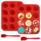 Bateya 2 Pezzi Teglia per Muffin, 12 Cavità Stampi Muffin Silicone, Stampo Muffin,Teglia da Forno Antiaderente, per Cupcake, Brownies, Budini, Muffin