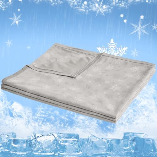 CHOSHOME Cooling Blanket for Night Sweats, Lightweight Breathable Summer Throw Blanket for Hot Sleeper, Q-Max>0.5 Double-Sided Soft Cool Fibre Blanket for Bed Sofa, Single, Snowflake Grey, 130x150cm