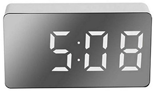 Miokycl LED Spiegel Wecker Digital Wecker Multifunktionaler Mini Elektronischer Wecker Schlafzimmer Wohnzimmer Büro (Weiß), Miokycl2aigsp96y3-77