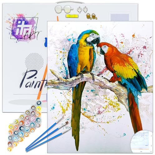 ITA Art Peinture par numéros Kit Complet avec châssis, peintures acryliques, pinceaux, Accessoires, boîte Cadeau - Kit de Peinture DIY avec Toile, 40x50 cm, Amoureux 3