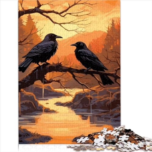 Zwei Schwarze Raben, großes Puzzle für Erwachsene, 1000 Teile, Premium-Karton, für Erwachsene, Kinder ab 12 Jahren, Lernen, Lernspielzeug, Familienspiele, 1000 Teile (26 x 38 cm)